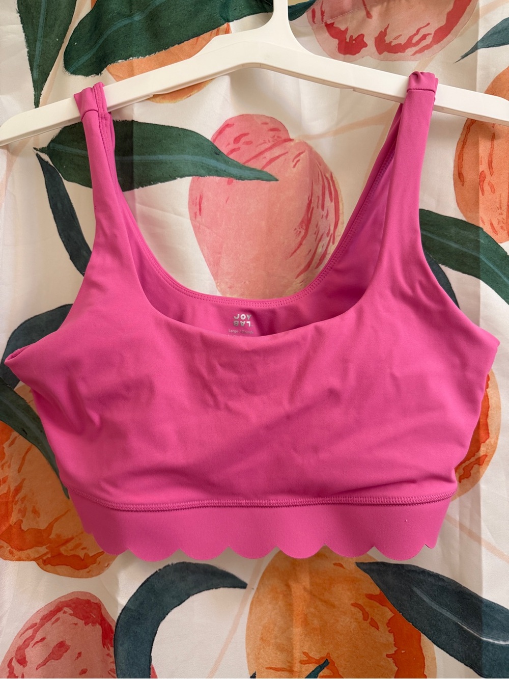 JoyLab Scoop Neck Scalloped Bralette - Pink